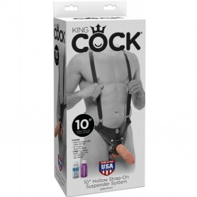 STRAP-ON AVEC DILDO CREUX 25,5 CM et BRETELLES COULEUR CHAIR