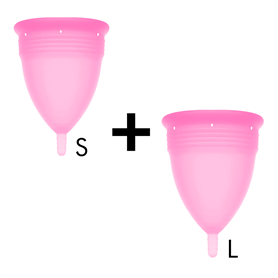 STERCUP PACK COPA MENSTRUAL SILICONA FDA TALLA S + TALLA L ROSA