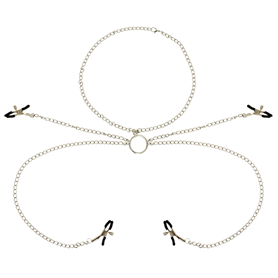 OHMAMA FETISH 4 PINCES À TÉTONS AVEC COLLIER CHAÎNE